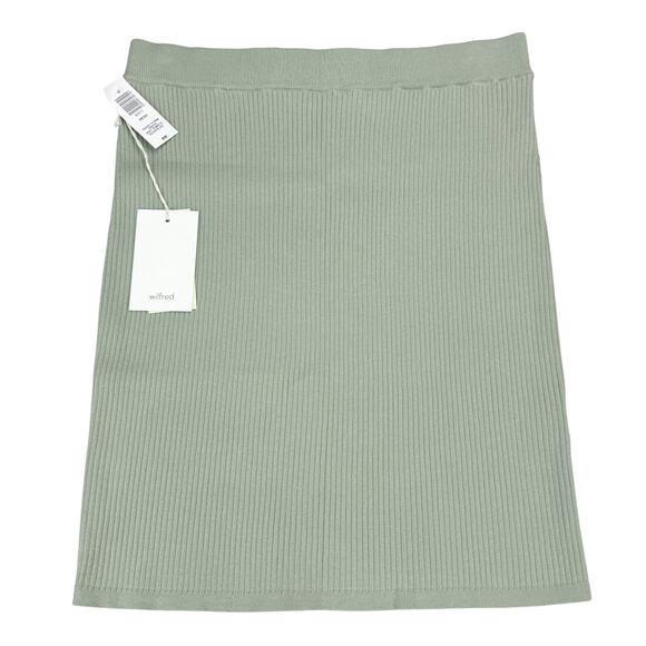 NWT WILFRED Aritzia Reso High Waisted Knit Mini Skirt Size Medium Sage Green - Picture 4 of 8